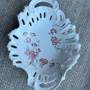 Brunswick Germany hand-painted floral trinket dish